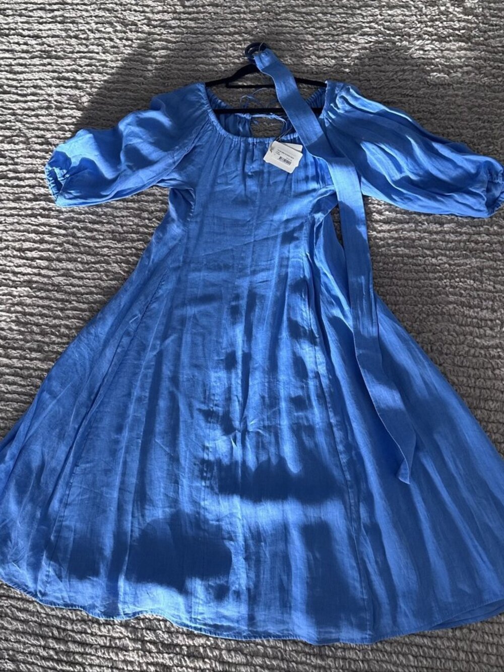 Scanlan Theodore Azure Italian Linen Gathered Dress | Size 4